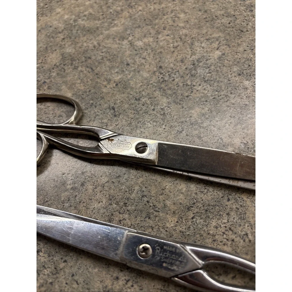 Vintage Metal Sewing Scissors Boker, Richard's, Voss Cut Co Lot Of 3